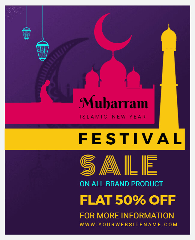 Crescent Moon and Minaret Muharram Flyer