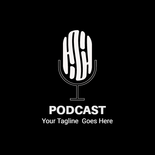 Black and White Podcast logo Design