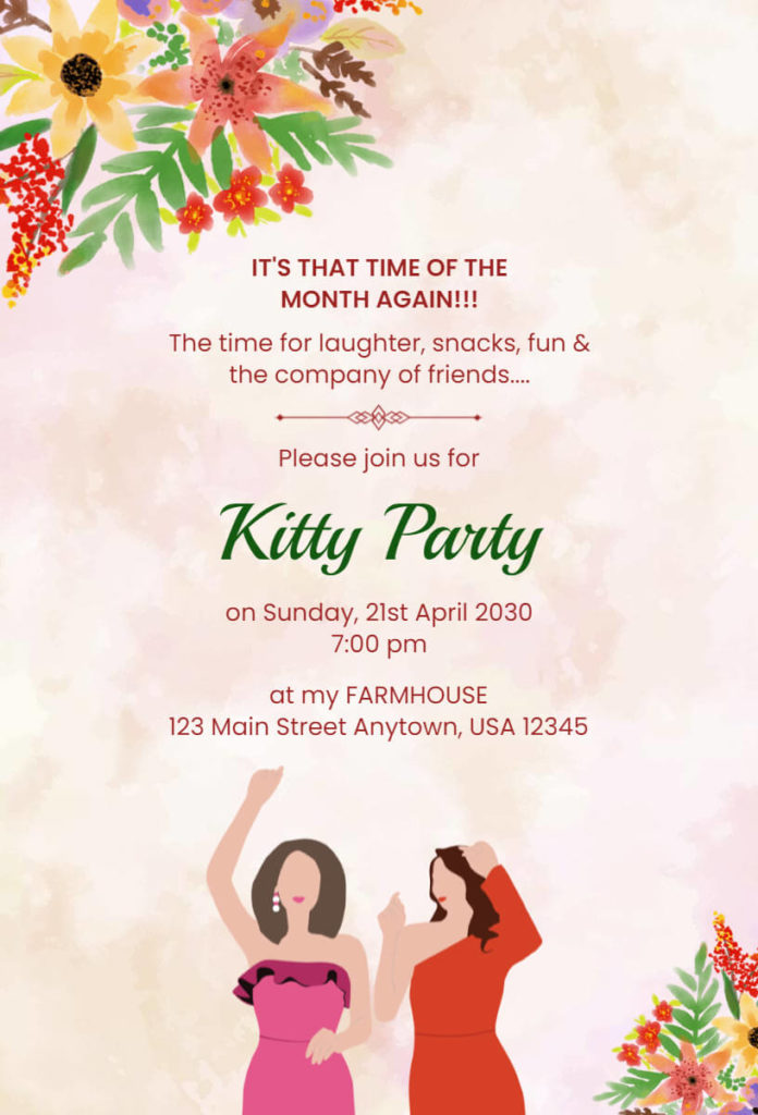 Hawaiian Theme Kitty Party Invitation