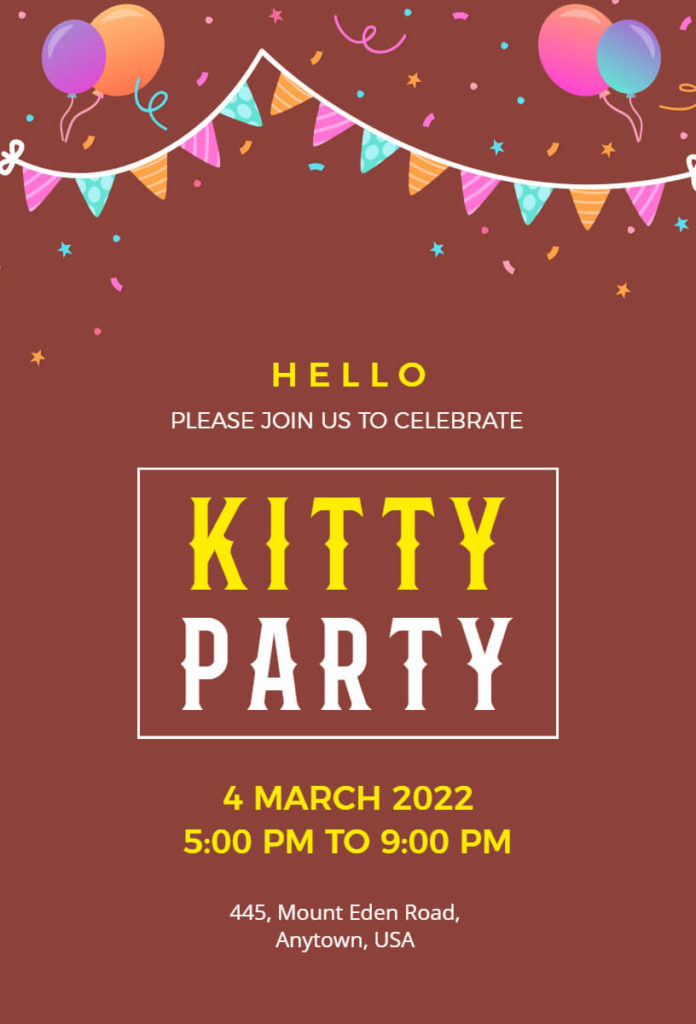 Holi Theme Kitty Party Invitation