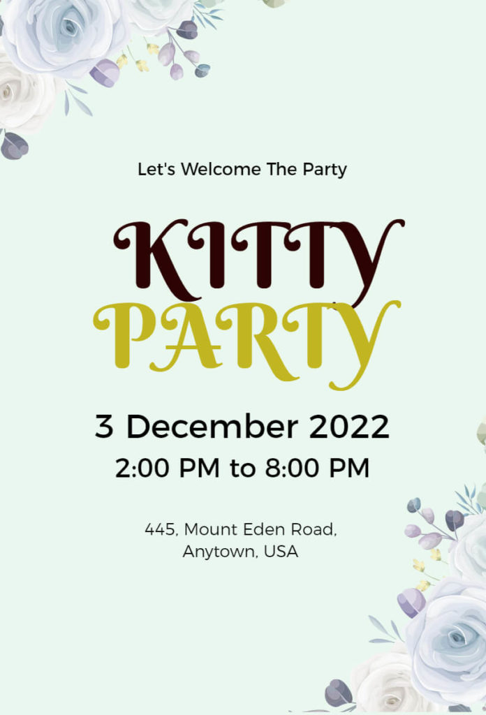 Floral Theme Kitty Party Invitation