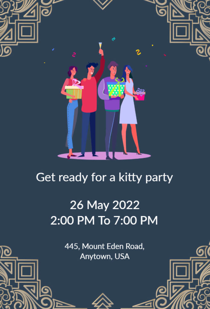 Vintage Glam Kitty Party Invitation