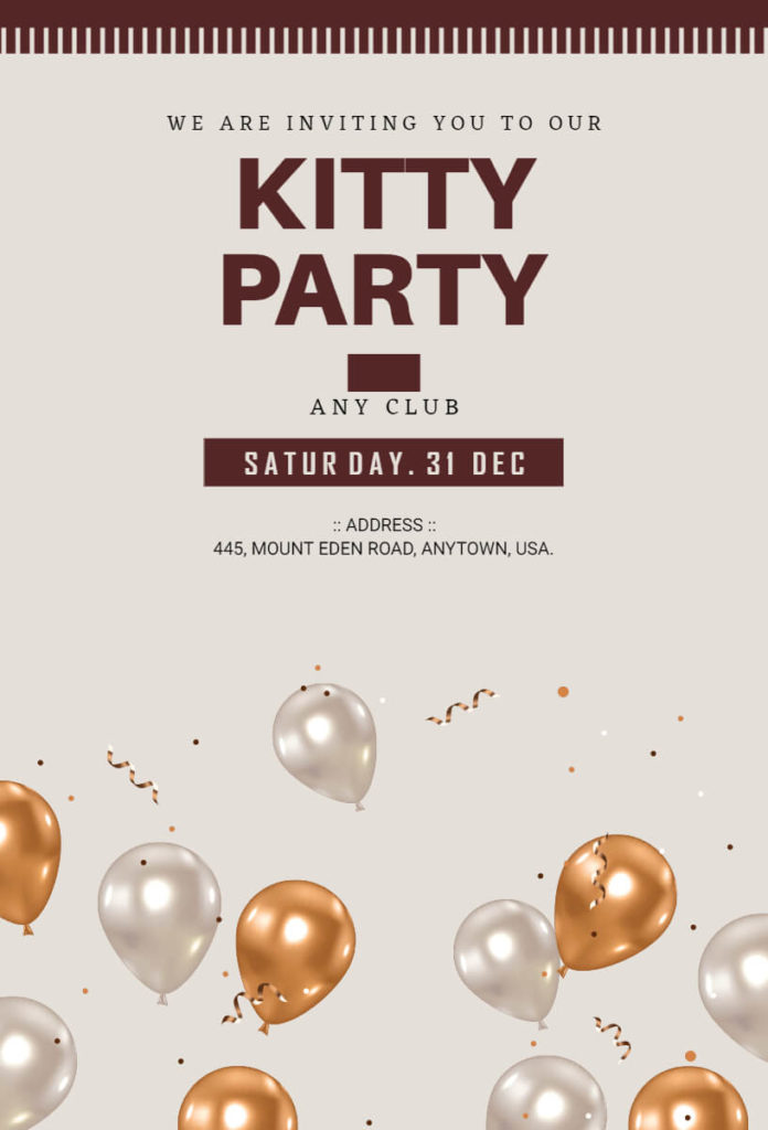 Minimalist Design Kitty Party Invitation
