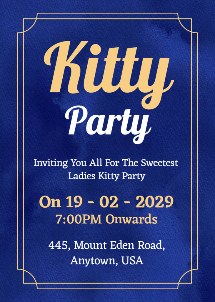 Dark Theme Kitty Party Invitation