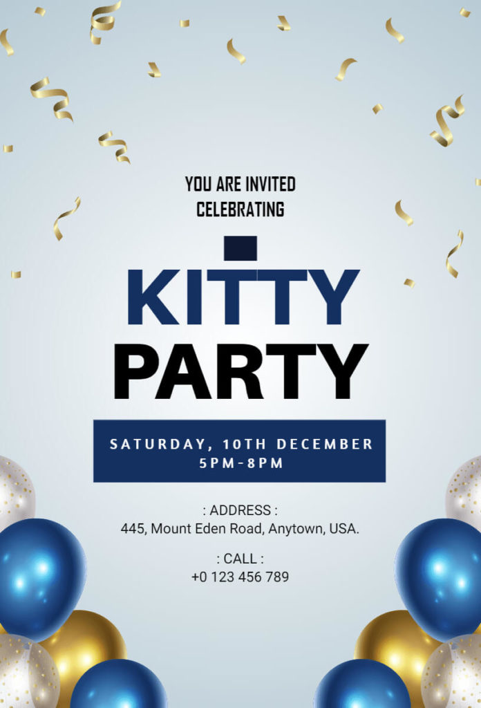 Balloon Theme Kitty Party Invitation