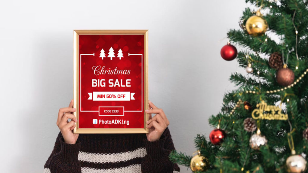 Red Theme Christmas Poster Mockup