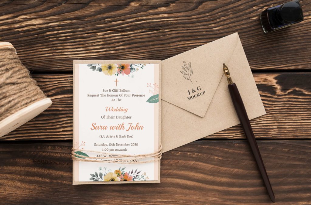 Date, Time, and Venue Information At the Center or Bottom in Invitation