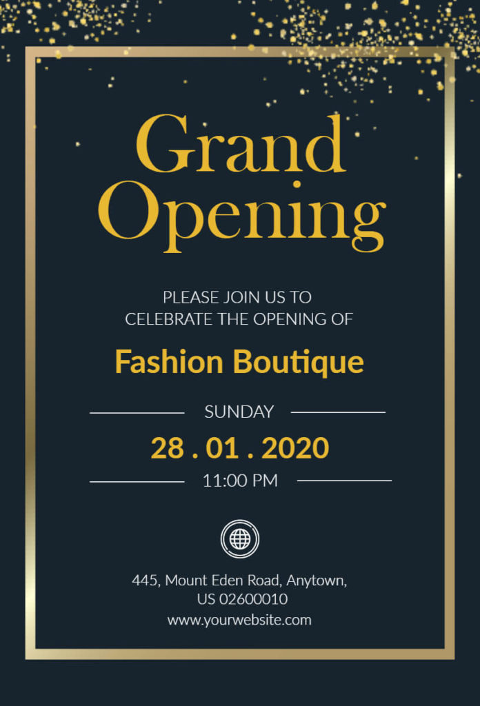 Elegant Black & Gold Grand Opening invitation Flyer