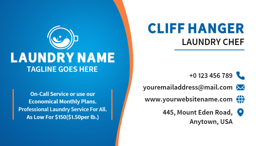 Deluxe Laundry Services Business Card Ideas