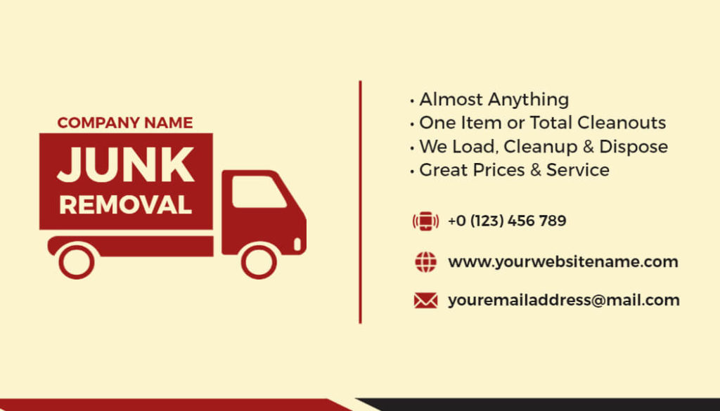 Junk Removal Service Business Card Ideas
