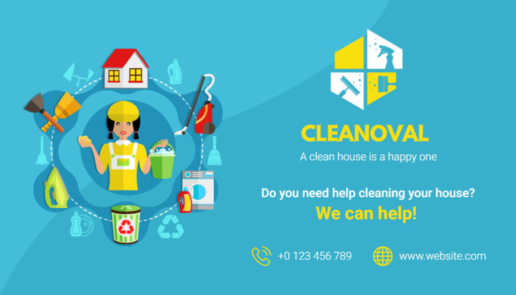 Neat and Tidy Cleaning Services Business Cards Template