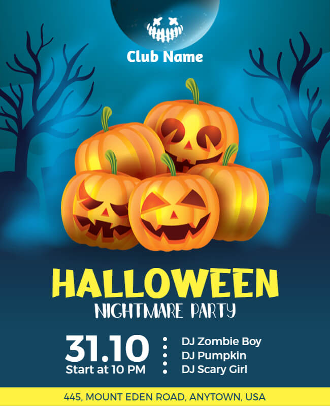 Pumpkin Nightmare Party Poster Template