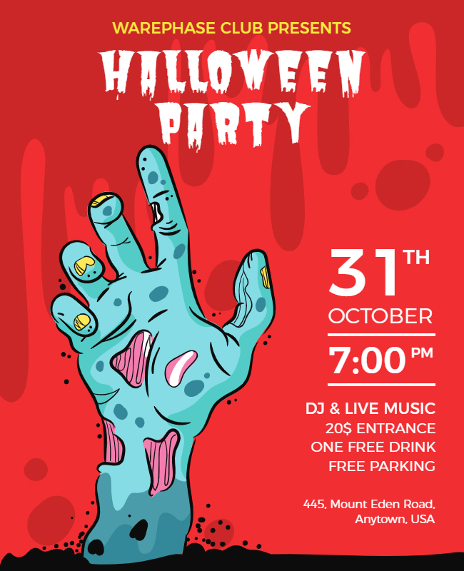 Zombie Hand Flyer for Halloween
