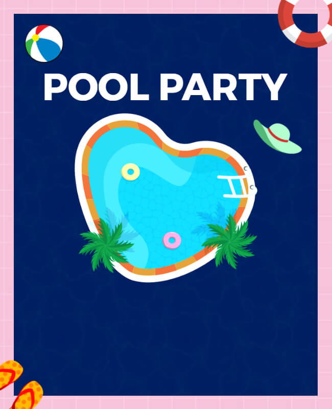 Tropical Waves Pool Party Flyer Background