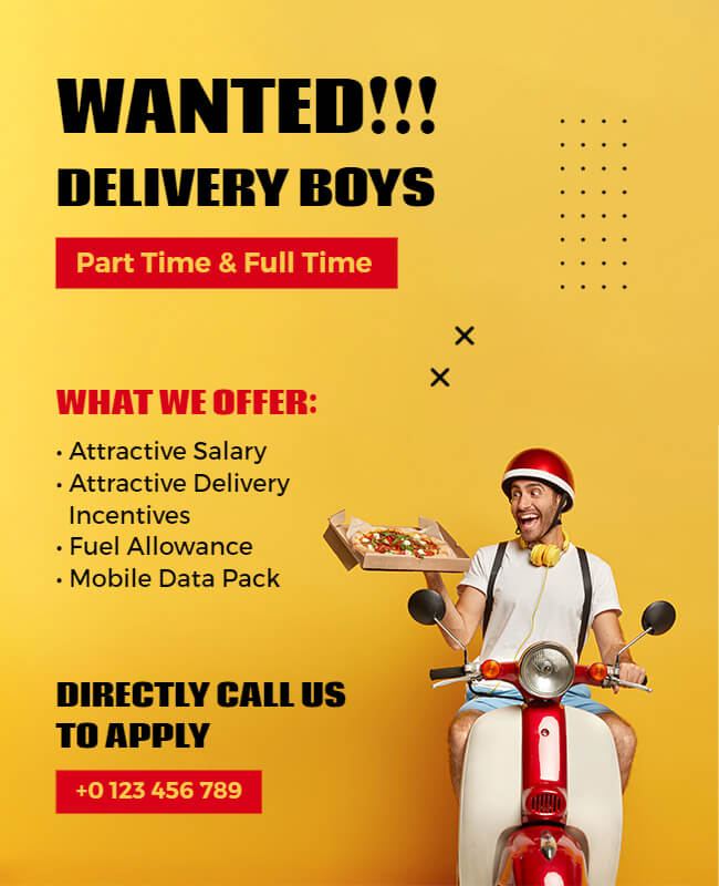 Delivery Boys Recruitment Poster