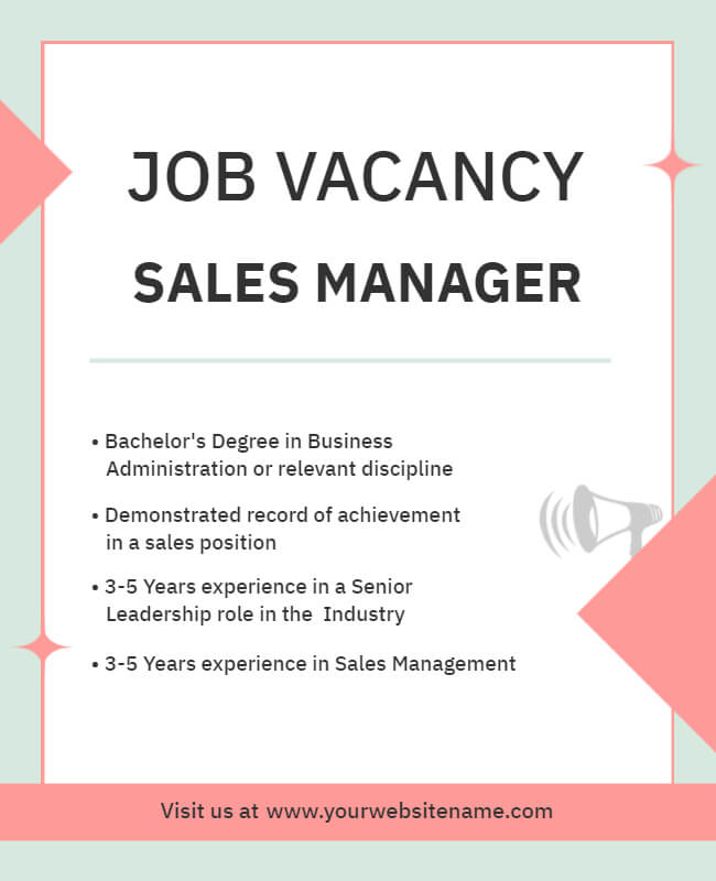 Sales Manager Recruitment Poster