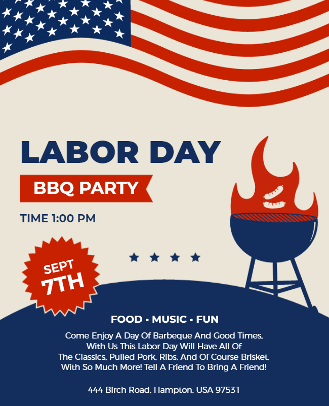labor day barbeque flyer templates