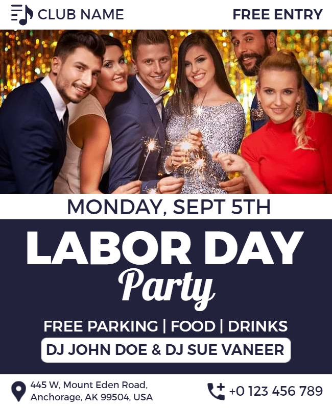 labor day club party flyer