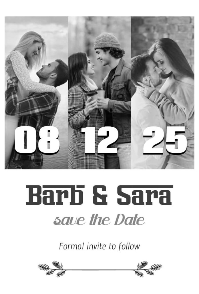 Black and White Save The Date Invitation