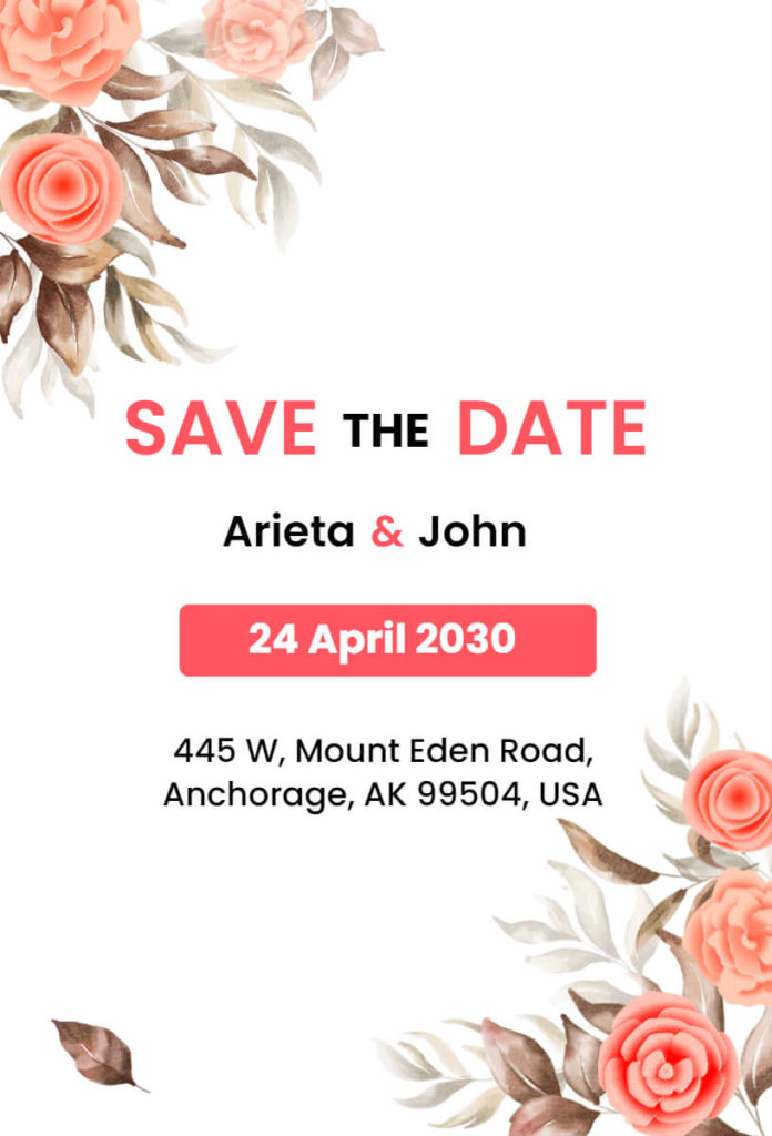 Beautiful Floral Save The Date Invitation