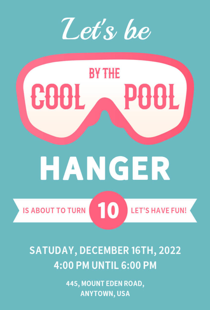 Fountain Blue Pool Party Invitation Ideas