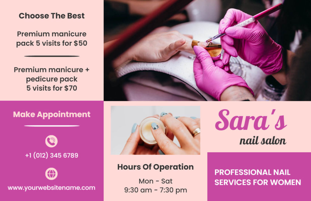 nail salon brochure template