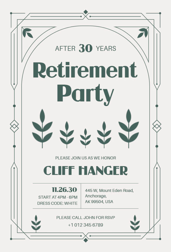 30 Years of Retirement Celebration Invitation