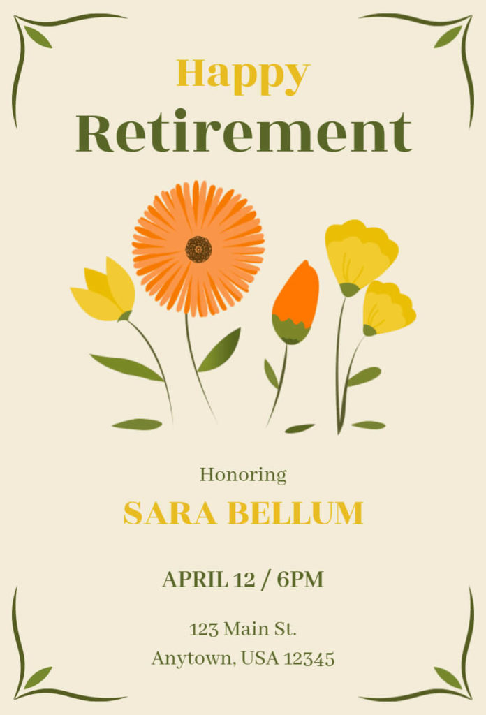 Blooming Happy Retirement Invitation