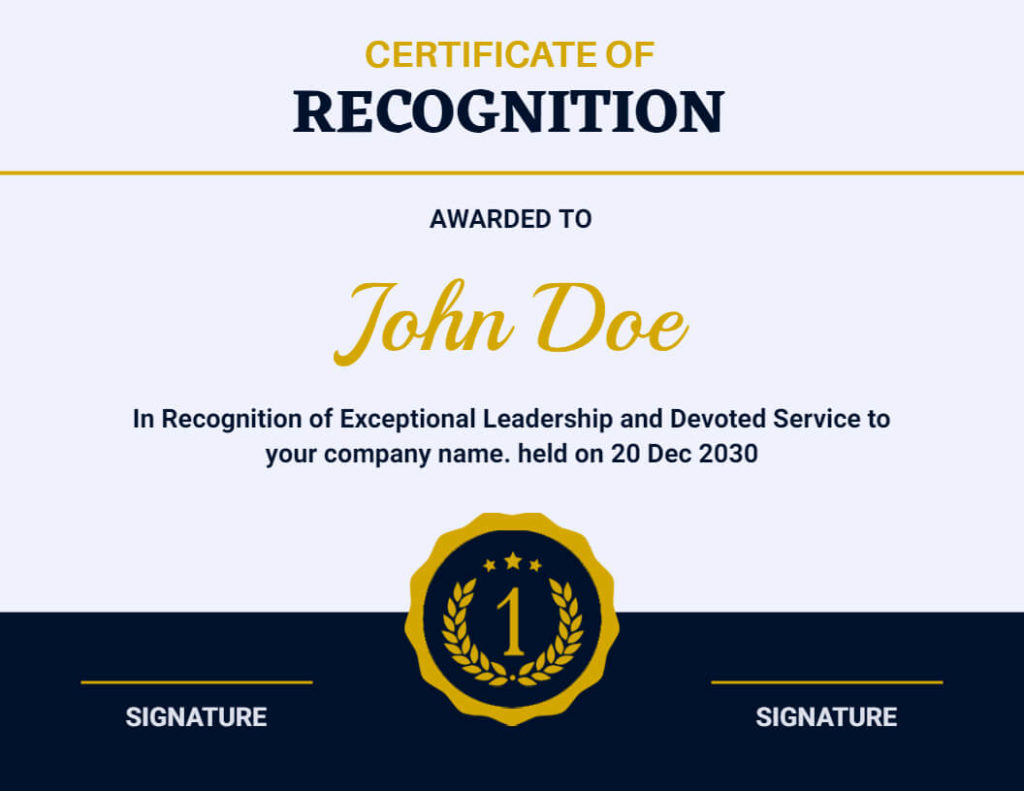 Certificate of Recognition Layout