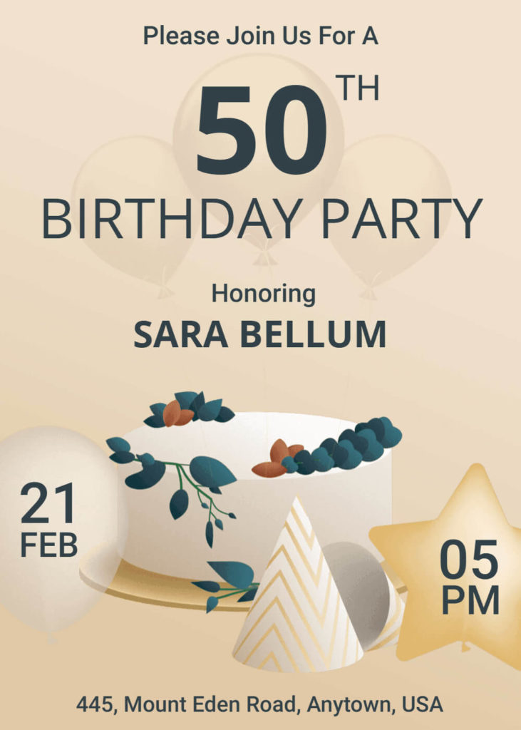 Cheers to 50 Years Birthday Invitations