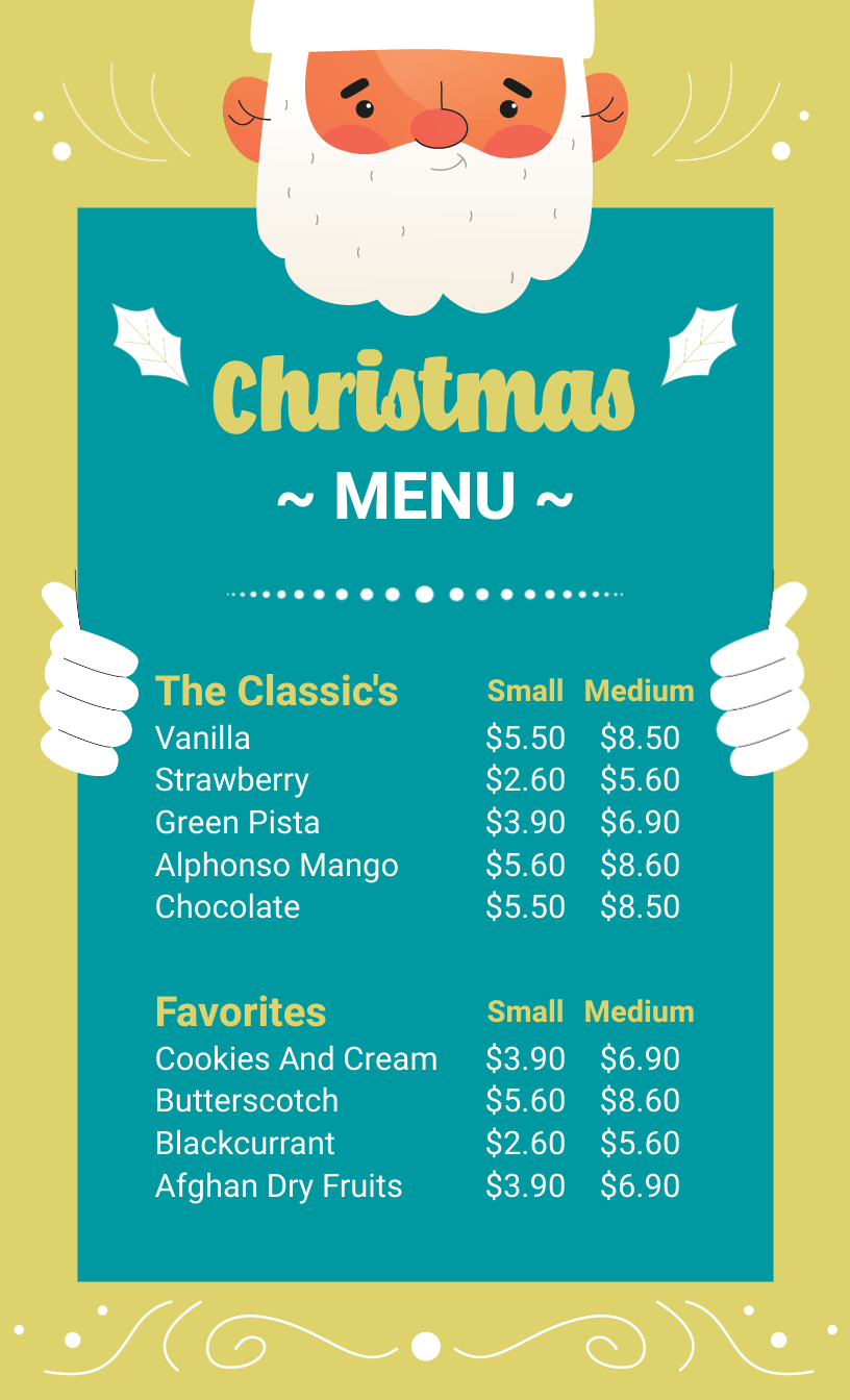 Christmas Menu Design Ideas and Examples