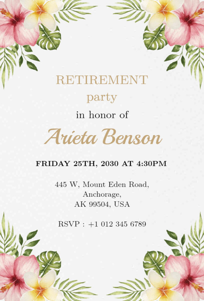 Floral Bliss Retirement Party Invitation Template