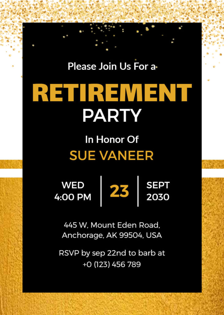Glittery Retirement Party Invitation