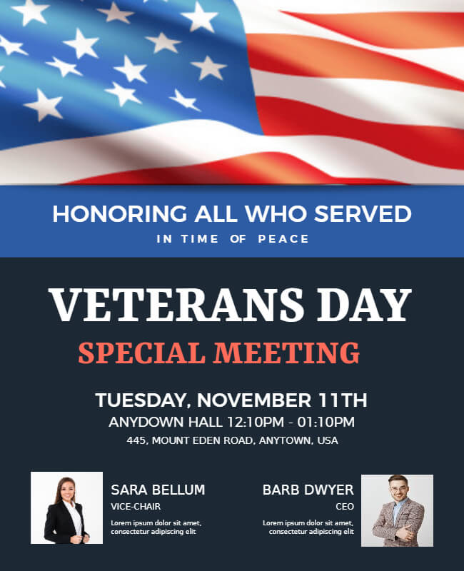 Special Meeting Veterans Day Poster