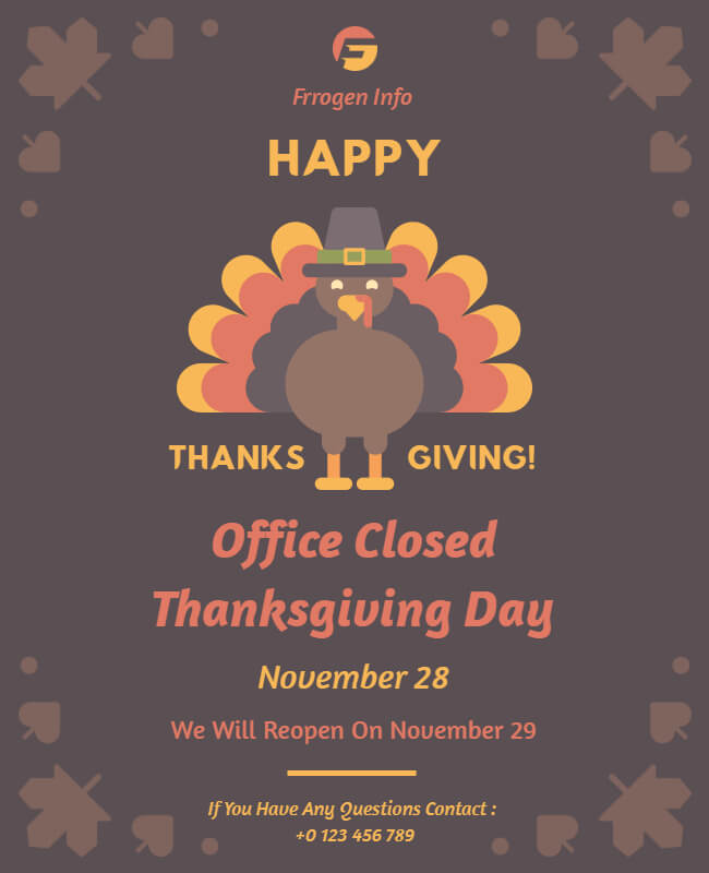 Office Closed Thanksgiving Poster