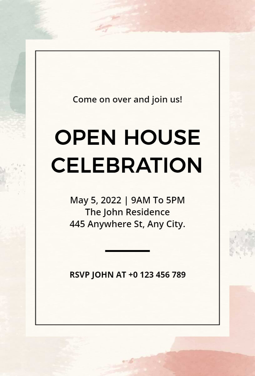 Example of Open House Invitation