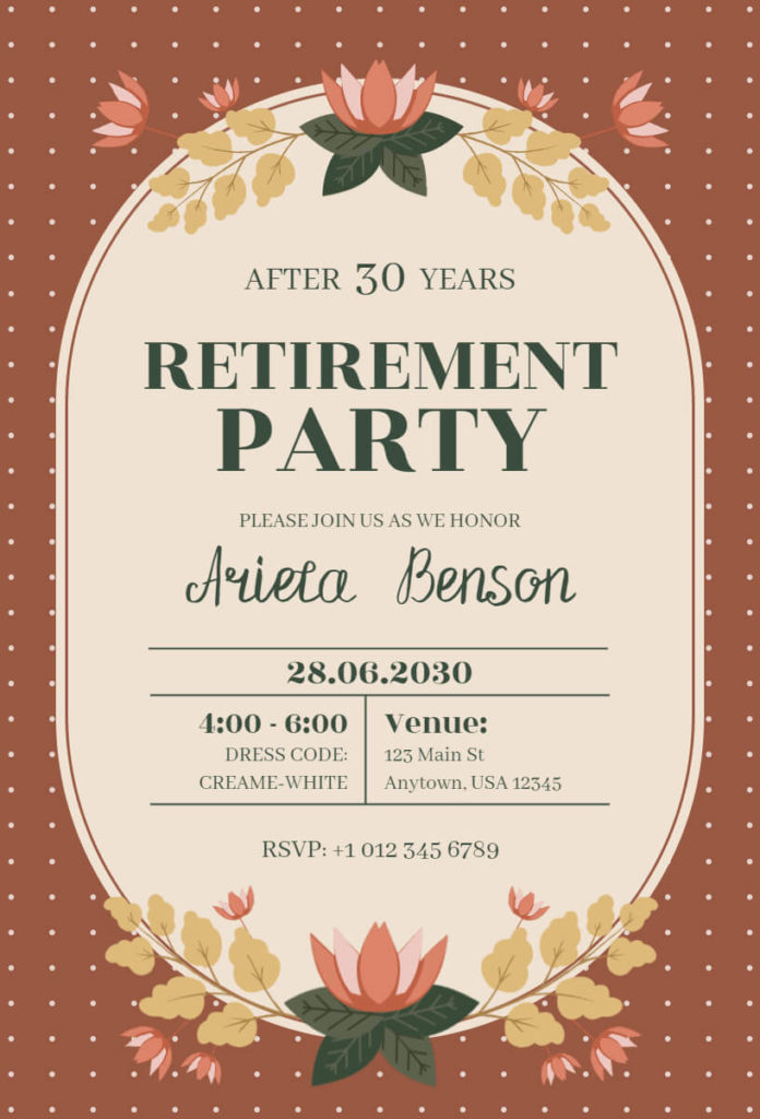 Polka Dot Background Retirement Invitation