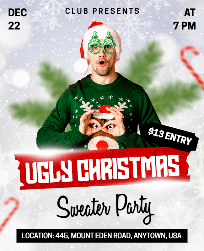 ugly sweater christmas  party entry flyer