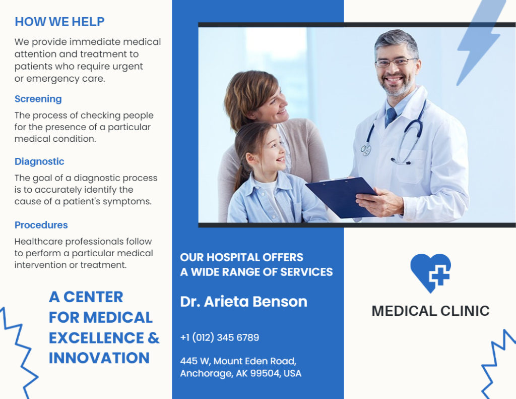 White Minimalistic Medical Clinic Trifold Brochure