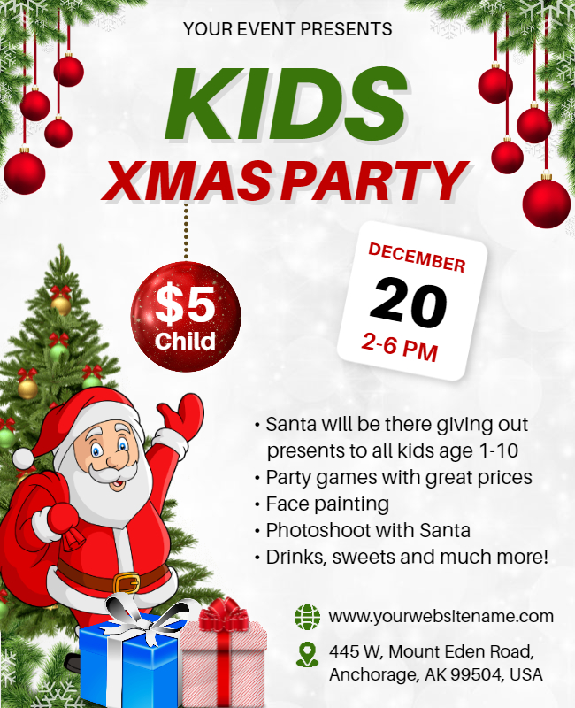 kids christmas party flyer