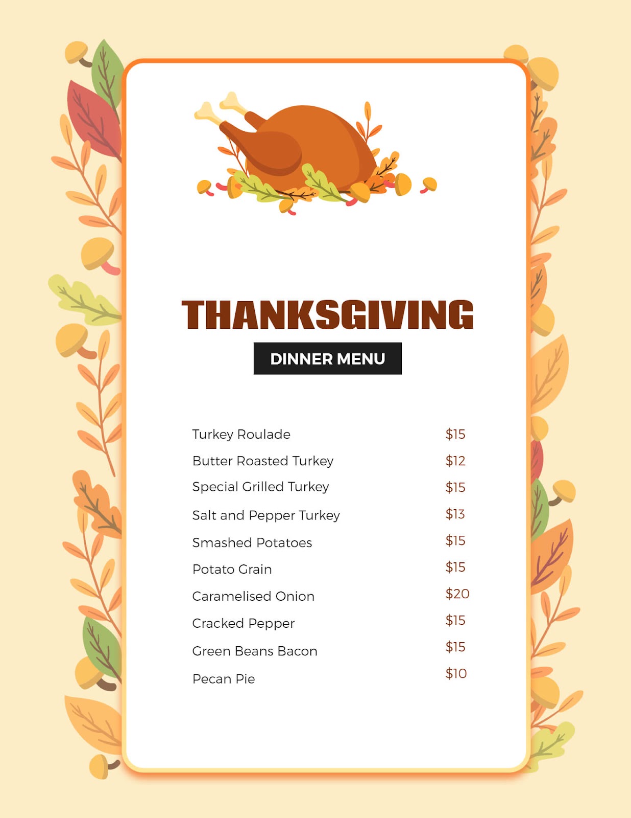 Thanksgiving Menu Design Ideas, Examples, and Samples