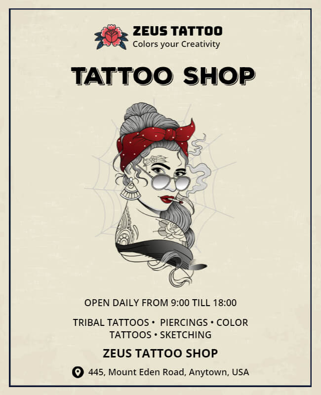 Tattoo Studio Poster | Tattoo Studio Poster Maker | BrandCrowd