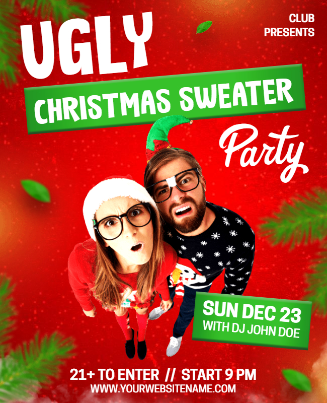 ugly sweater flyer for christmas