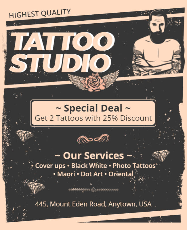 Tattoo Studio Vintage Poster Typography Tattoo Stock Vector (Royalty Free)  1135315289 | Shutterstock