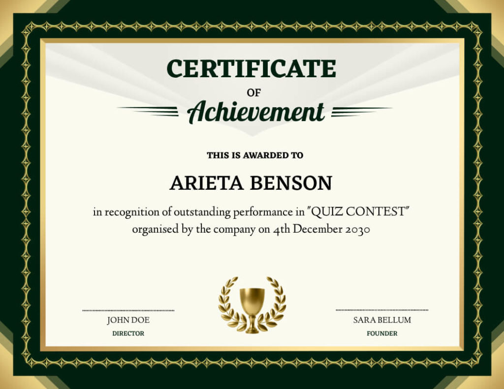 Achievement Certificate Example