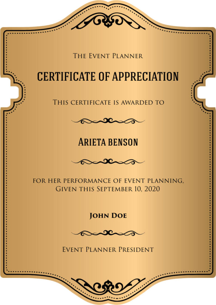 Certificate of Appreciation Sample