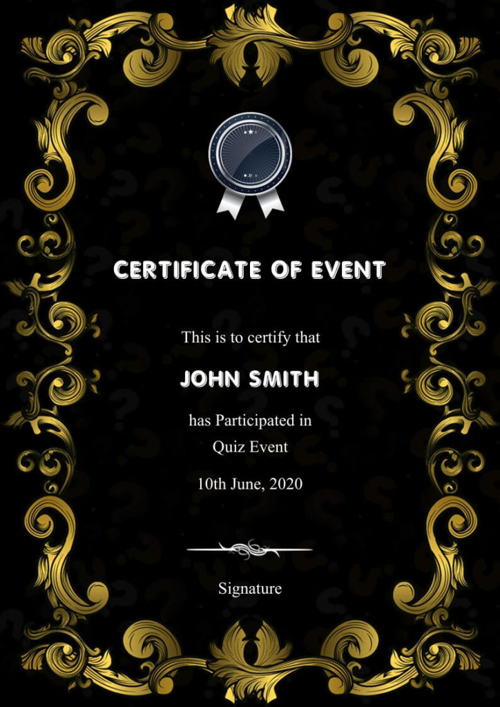 Event Certificate Sample