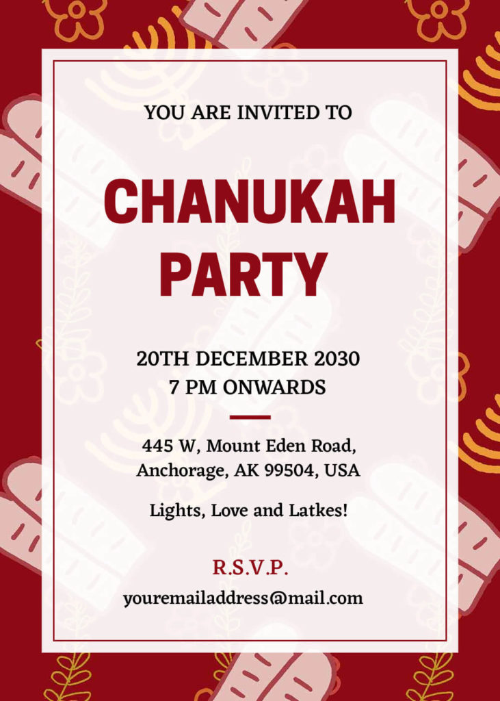 Chanukah Party Invite Template