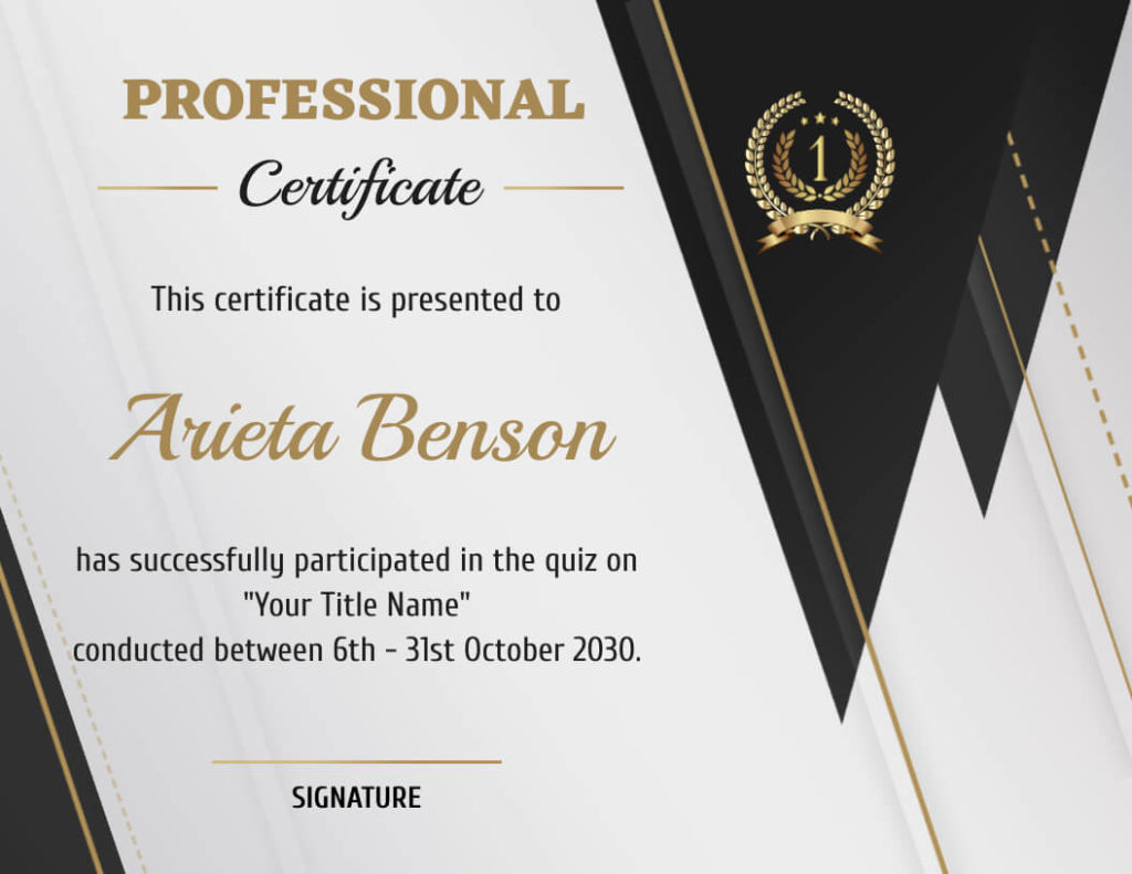Professional Certificate Example