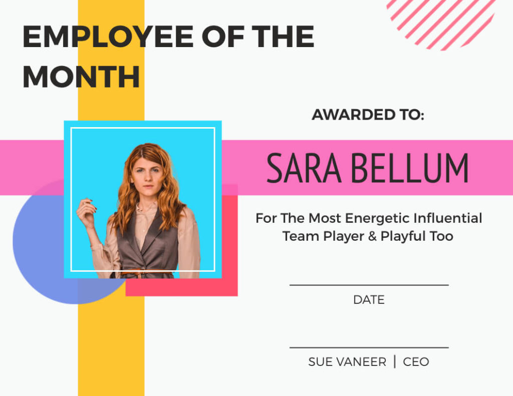 Employee of the Month Certificate Example